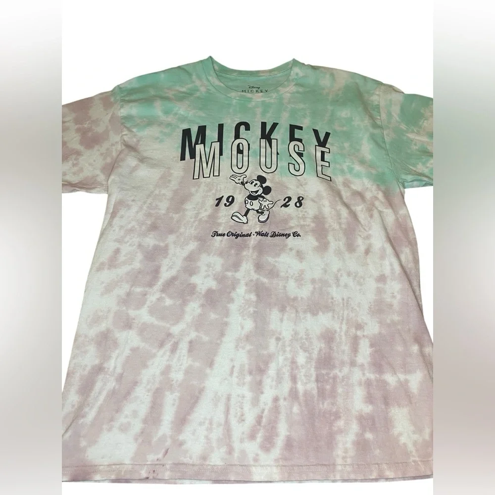 Disney Mickey Mouse Tie Dye Tee Men’s L Unisex Green Lavender Classic Vacation - Picture 2 of 4